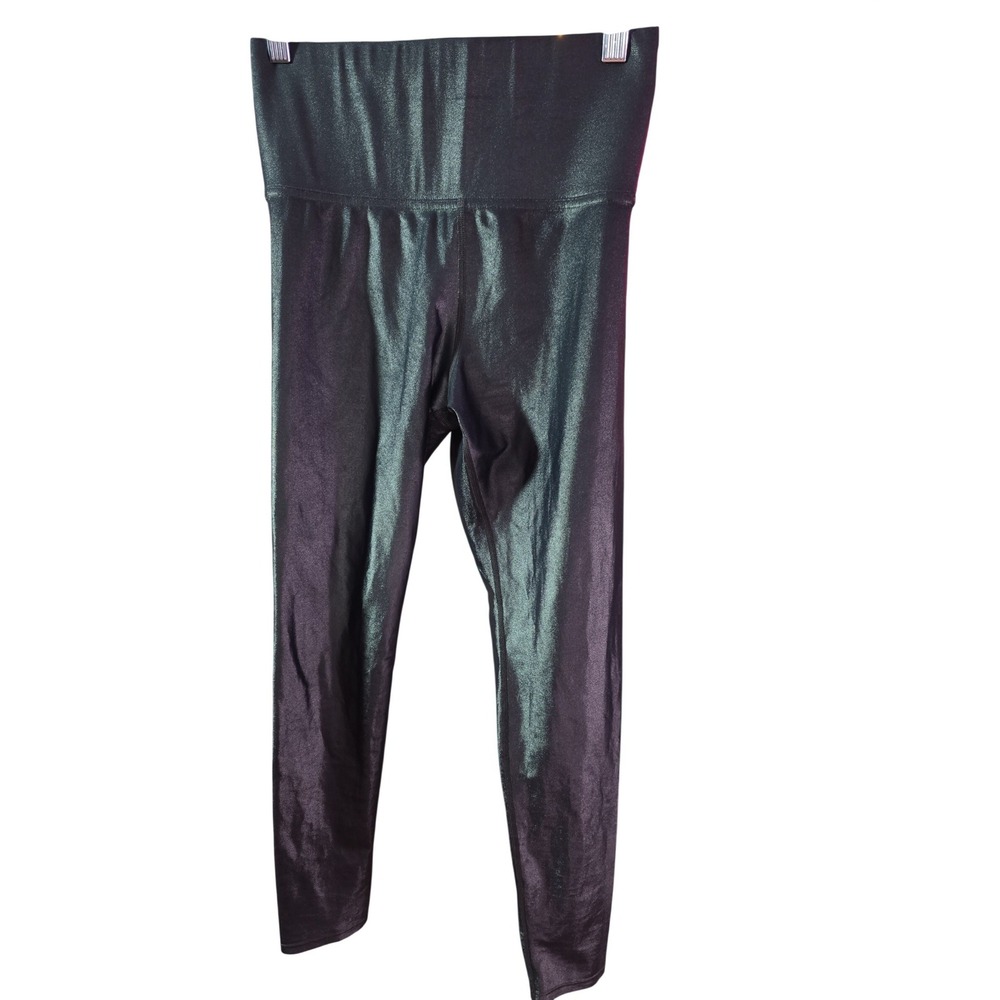 Carbon38 Metallic High Rise Leggings Small Black Shimmer 7/8 Yoga Pants - Picture 2 of 8